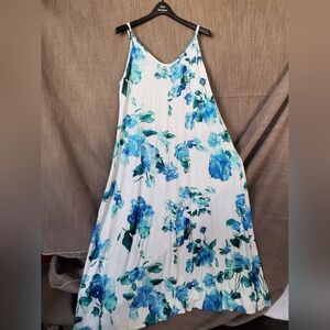Floral Blue and White Maxi Dress